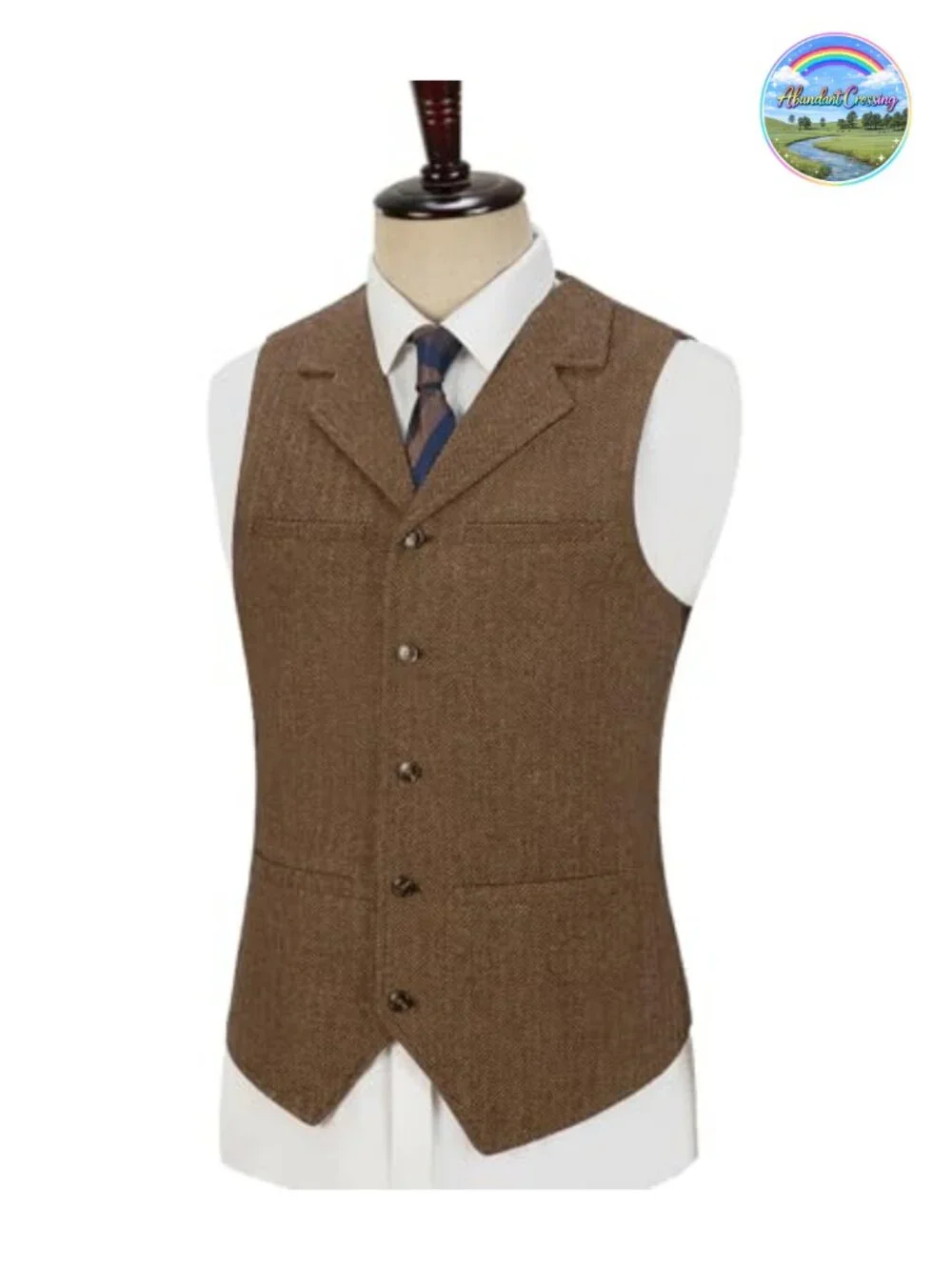 Mens Tweed Vest Herringbone Waistcoat Polyester Wool Blend Business Wedding